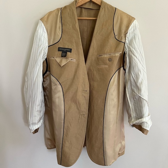 VINTAGE BANANA REPUBLIC MENS LINEN BLAZER - Picture 10 of 14